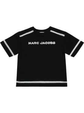Marc Jacobs: 오가닉 코튼 저지 티셔츠 - 블랙 - kids-girls_0 | Luisa Via Roma