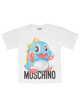 Moschino: T-shirt en jersey de coton - Blanc - kids-boys_0 | Luisa Via Roma