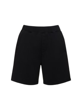 Dsquared2: Relaxed cotton sweat shorts - Black - men_0 | Luisa Via Roma
