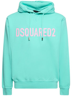Dsquared2: Logo Cool Fit cotton hoodie - Light Green - men_0 | Luisa Via Roma