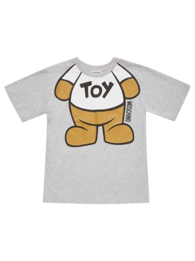 Moschino: T-shirt en jersey de coton - Gris - kids-girls_0 | Luisa Via Roma