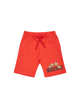 Moschino: Cotton sweat shorts - Red - kids-boys_0 | Luisa Via Roma