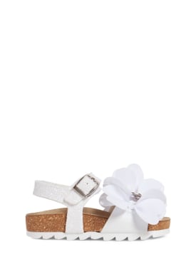 Monnalisa: Sandals w/flower & glitter - White - kids-girls_0 | Luisa Via Roma