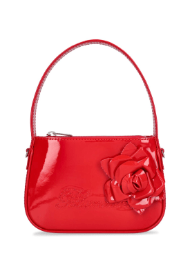 Blumarine: Patent leather top handle bag - Rouge Noir - women_0 | Luisa Via Roma