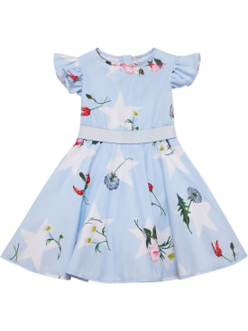Monnalisa: Vestido de popelina de algodón estampado - Azul/Multicolor - kids-girls_0 | Luisa Via Roma