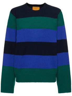 Guest In Residence: Striped cashmere crewneck sweater - Green/Blue - women_0 | Luisa Via Roma