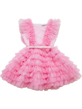 Monnalisa: Tulle dress w/ruffles - Pink - kids-girls_0 | Luisa Via Roma