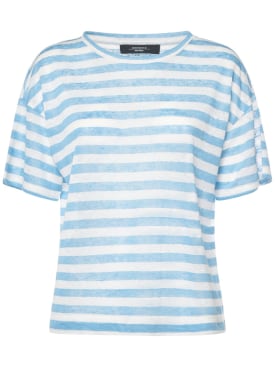 Weekend Max Mara: Camiseta de jersey lino - Blanco/Azul - women_0 | Luisa Via Roma