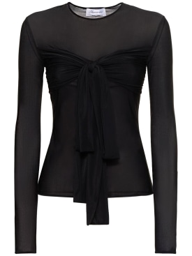 Blumarine: 平纹针织长袖上衣 - 黑色 - women_0 | Luisa Via Roma
