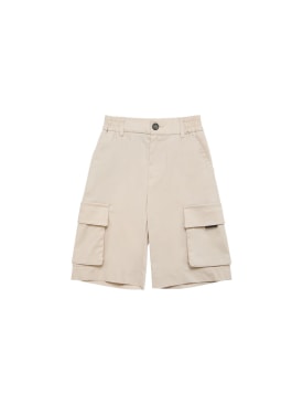 Monnalisa: Shorts cargo de gabardina de algodón stretch - Beige - kids-boys_0 | Luisa Via Roma