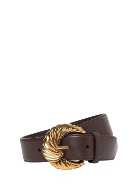 Etro: Paisley buckle leather belt - Brown - women_0 | Luisa Via Roma
