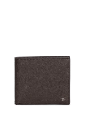 Tom Ford: Saffiano leather bifold wallet - Chocolate - men_0 | Luisa Via Roma