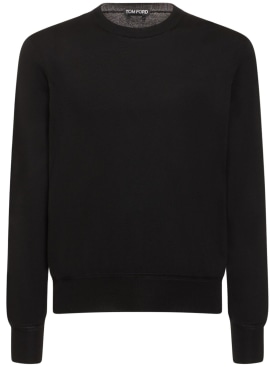 Tom Ford: Suéter de algodón - Negro - men_0 | Luisa Via Roma