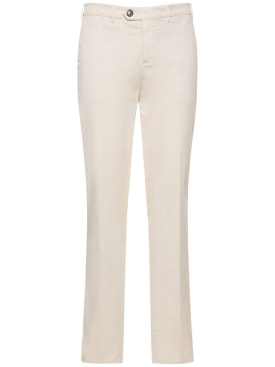 Brunello Cucinelli: Dyed cotton gabardine pants - Off White - men_0 | Luisa Via Roma