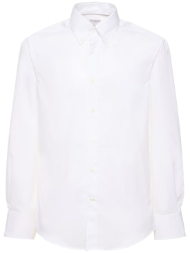 Brunello Cucinelli: Camisa de sarga de algodón - Blanco - men_0 | Luisa Via Roma