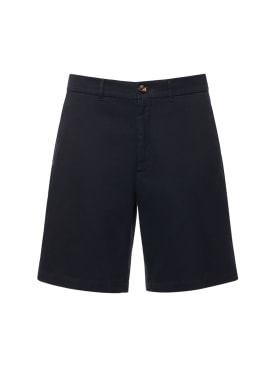 Brunello Cucinelli: Dyed cotton Bermuda shorts - Navy - men_0 | Luisa Via Roma