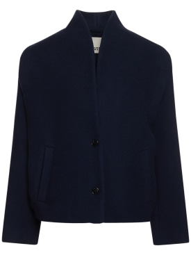 Isabel Marant: Drogo buttoned wool blend jacket - Blue - women_0 | Luisa Via Roma