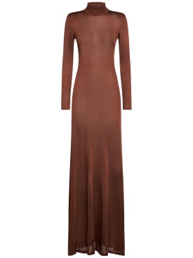 Tom Ford: Compact slinky viscose long dress - Brown - women_0 | Luisa Via Roma