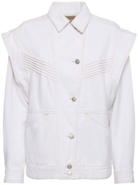 Isabel Marant: Veste en coton avec col de chemise Harmon - Blanc - women_0 | Luisa Via Roma