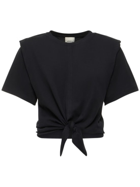 Isabel Marant: Zelikia cotton self-tie t-shirt - Black - women_0 | Luisa Via Roma