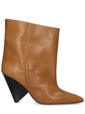 Isabel Marant: 90mm Miyako leather ankle boots - Tan - women_0 | Luisa Via Roma