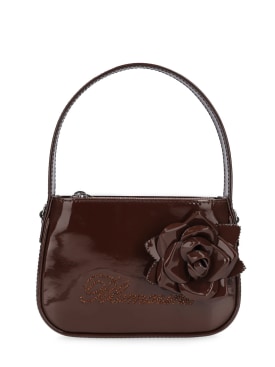 Blumarine: Patent leather top handle bag - Castagno - women_0 | Luisa Via Roma