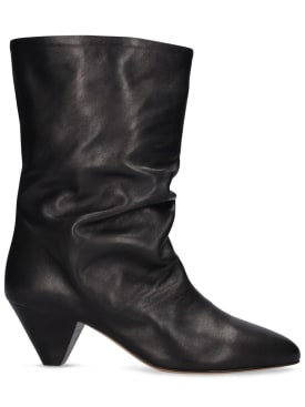 Isabel Marant: 55mm Reachi leather ankle boots - Black - women_0 | Luisa Via Roma