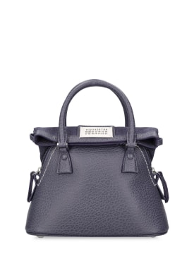 Maison Margiela: 5AC Micro grained leather top handle bag - Blue - women_0 | Luisa Via Roma