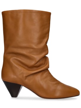 Isabel Marant: 55mm Reachi leather ankle boots - Tan - women_0 | Luisa Via Roma