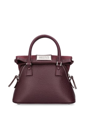 Maison Margiela: 5AC Micro grained leather top handle bag - Merlot - women_0 | Luisa Via Roma