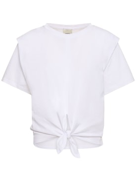 Isabel Marant: T-shirt Zelikia in cotone da annodare - Bianco - women_0 | Luisa Via Roma