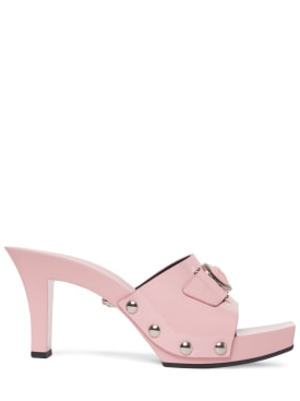 Versace: 60mm Patent leather clogs - Light Pink - women_0 | Luisa Via Roma