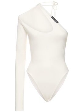 David Koma: One-sleeve cutout jersey bodysuit - White - women_0 | Luisa Via Roma
