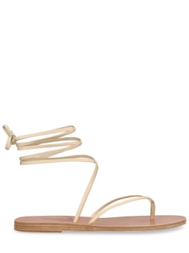 Ancient Greek Sandals: 5毫米Celia皮革平底凉鞋 - 米白色 - women_0 | Luisa Via Roma