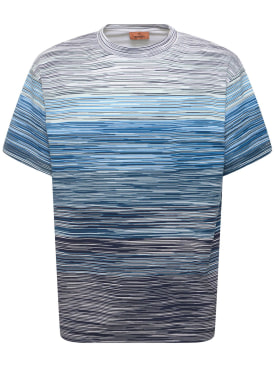 Missoni: Gefärbtes T-Shirt aus Baumwolljersey - Blau - men_0 | Luisa Via Roma