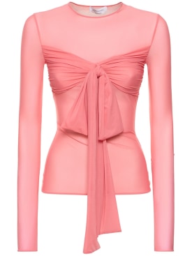 Blumarine: Jersey long sleeve top w/bow - Pink - women_0 | Luisa Via Roma