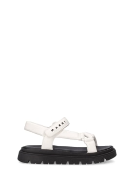 Marni Junior: Logo printed faux leather sandals - White - kids-girls_0 | Luisa Via Roma