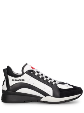 Dsquared2: Sneakers aus Leder mit Logo - Weiß/Schwarz - men_0 | Luisa Via Roma