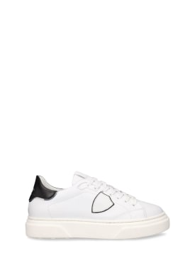 PHILIPPE MODEL: Temple Veau lace-up leather sneakers - White/Black - kids-boys_0 | Luisa Via Roma