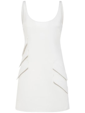Versace: 双面羊毛混纺连衣裙 - 白色 - women_0 | Luisa Via Roma