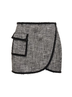 MSGM: Minifalda cruzada de algodón - Blanco Opaco//Negro - women_0 | Luisa Via Roma