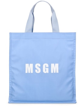 MSGM: Nylon shopping bag - Blue - women_0 | Luisa Via Roma