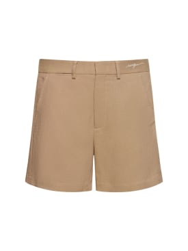 MSGM: Shorts in misto viscosa con logo - Sabbia - men_0 | Luisa Via Roma