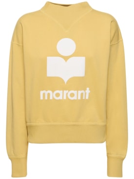 Marant Etoile: Felpa Moby in misto cotone con logo - Yellow/Ecru - women_0 | Luisa Via Roma