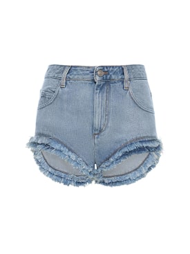 Isabel Marant: Shorts de denim de algodón - Ice Blue - women_0 | Luisa Via Roma