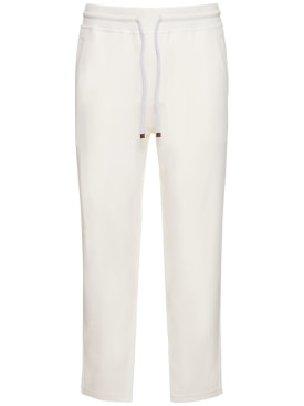 Brunello Cucinelli: Pantalones deportivos de algodón - Blanco Opaco - men_0 | Luisa Via Roma