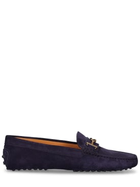 Tod's: Gommini suede loafers - Navy - women_0 | Luisa Via Roma
