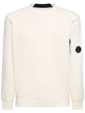 C.P. Company: Diagonal raised fleece sweatshirt - Gauze White - men_0 | Luisa Via Roma