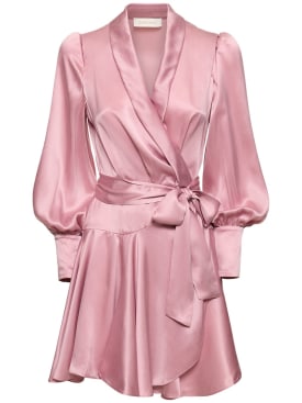 Zimmermann: Silk mini wrap dress - Pink - women_0 | Luisa Via Roma