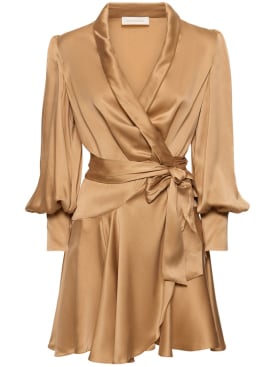 Zimmermann: Silk mini wrap dress - Beige - women_0 | Luisa Via Roma